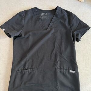 Figs Black V-Neck Scrub Top